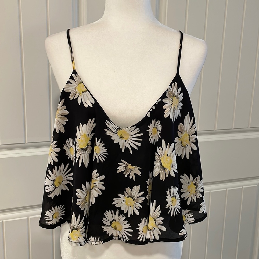 Cotton On Daisy Floral Print Cropped  Camisole Tank Top Size Large